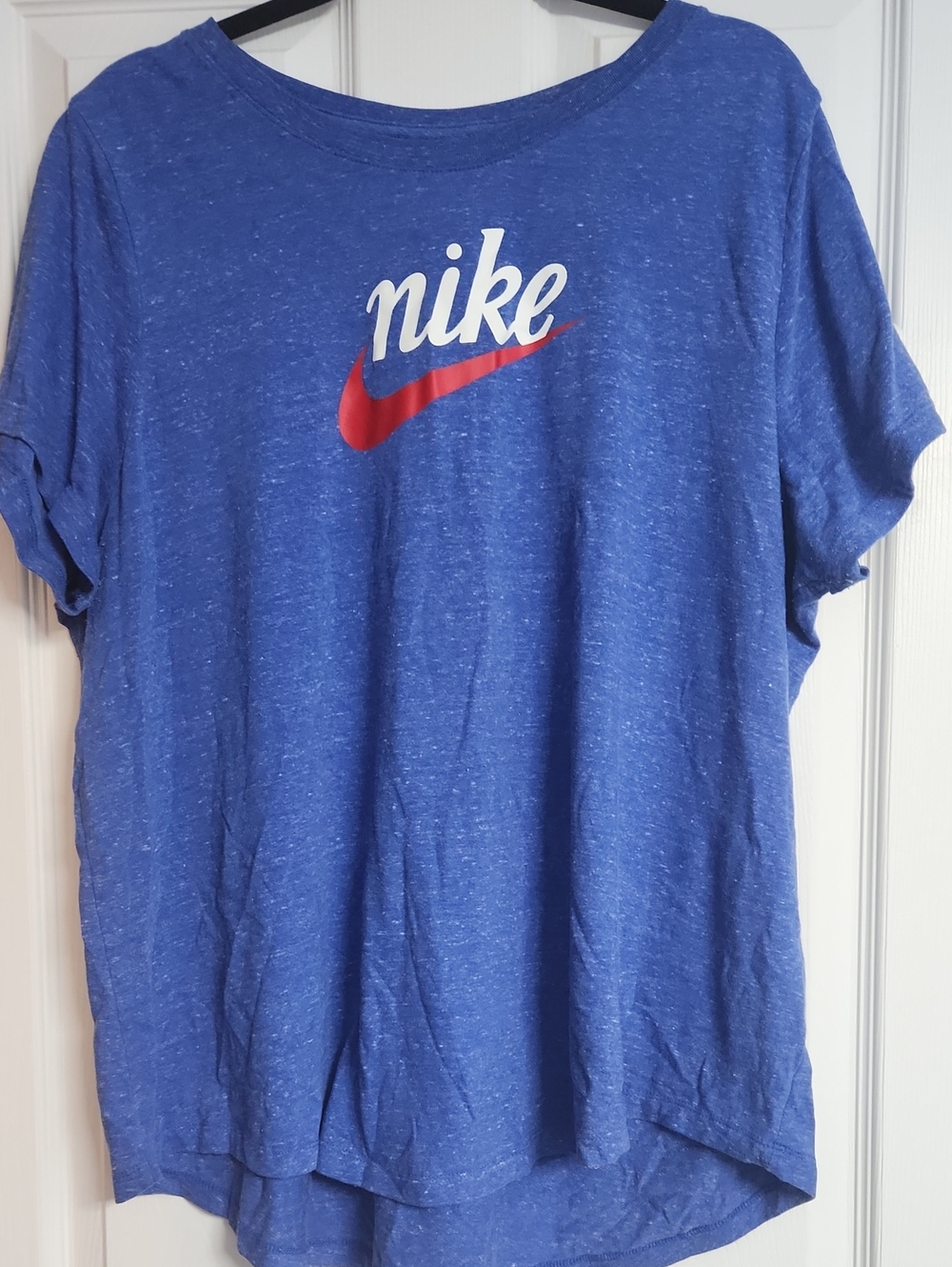 Nike Blue Short-Sleeve Tee with Red Swoosh